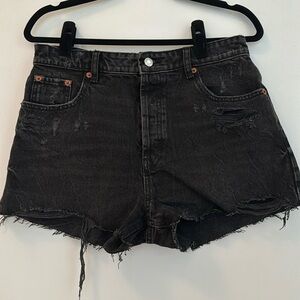 Black denim shorts